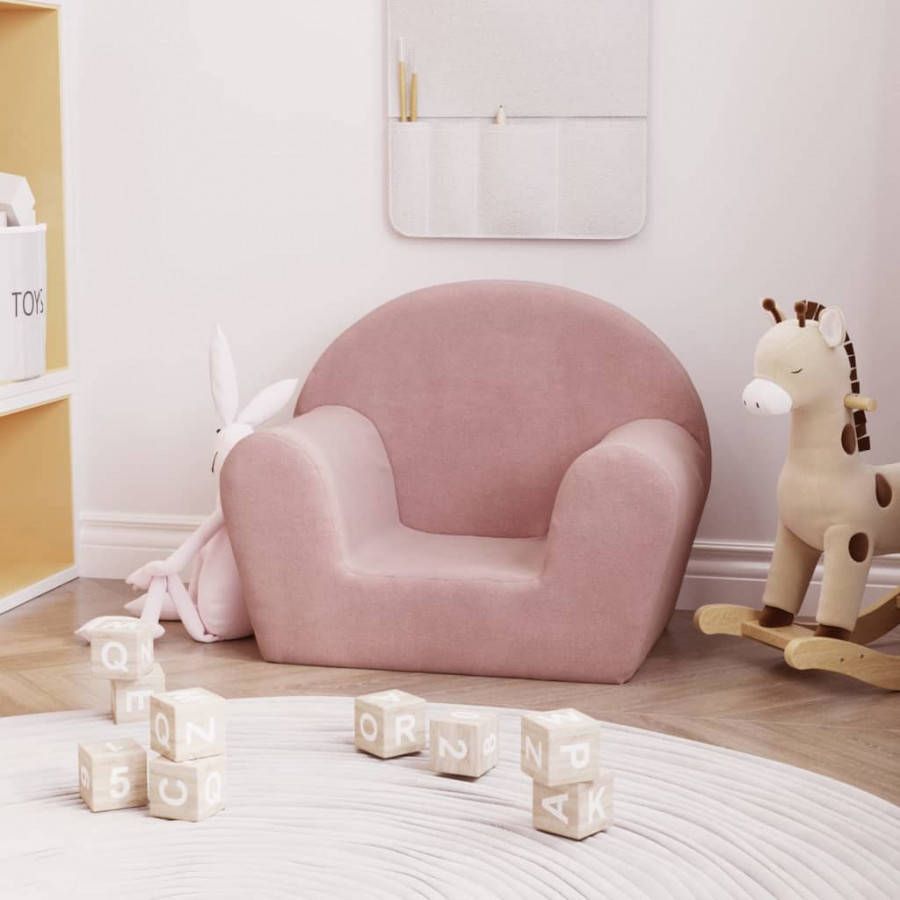 VIDAXL Kinderbank zacht pluche roze
