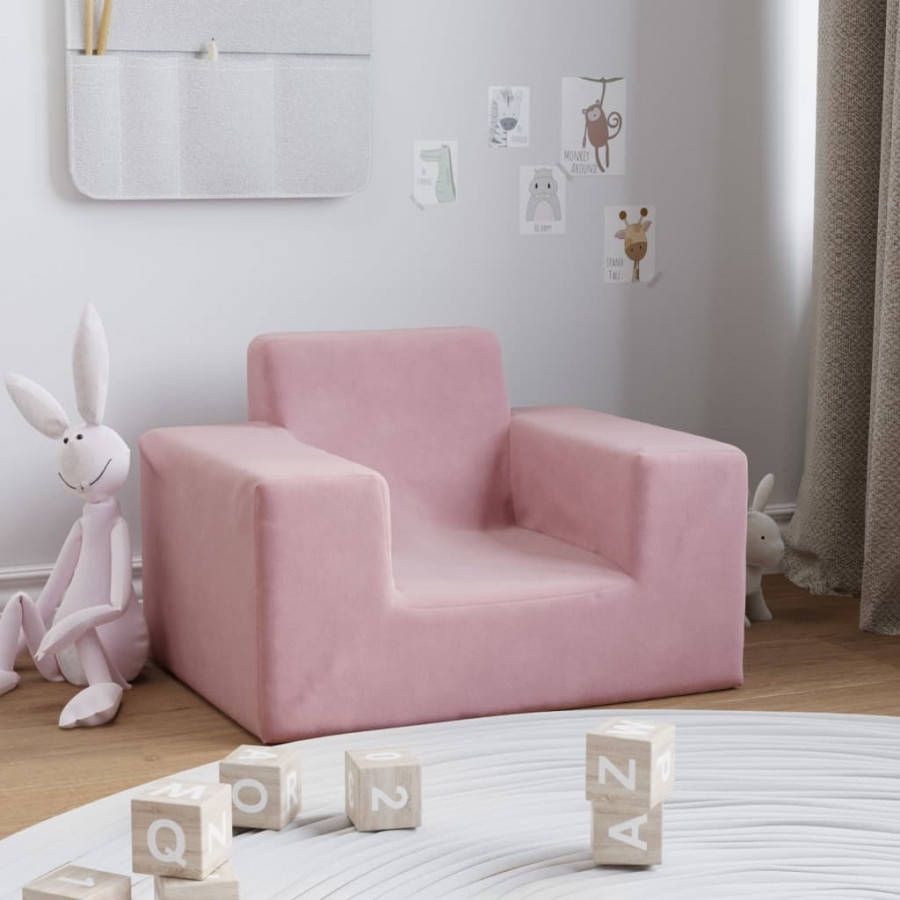 VIDAXL Kinderbank zacht pluche roze