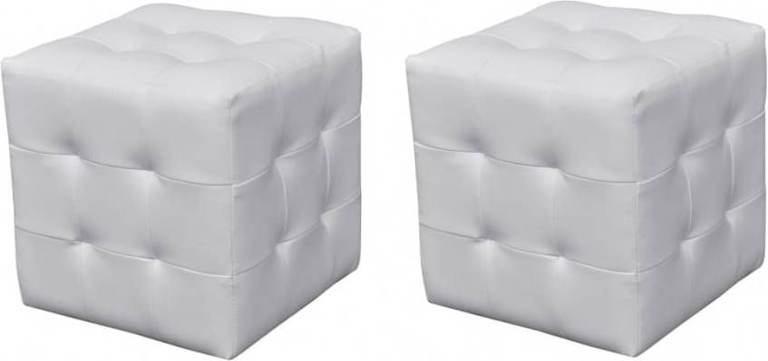 vidaXL Hocker 30 x 30 cm wit (2 stuks)