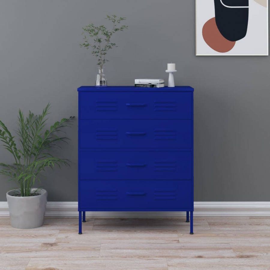 VIDAXL Ladekast 80x35x101, 5 cm staal marineblauw