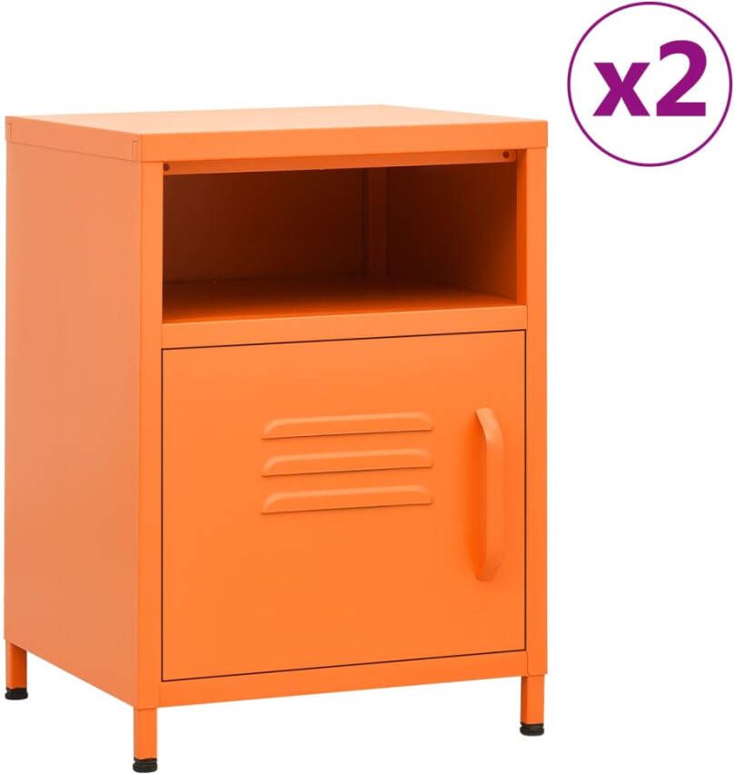 VIDAXL Nachtkastjes 2 st 35x35x51 cm staal oranje