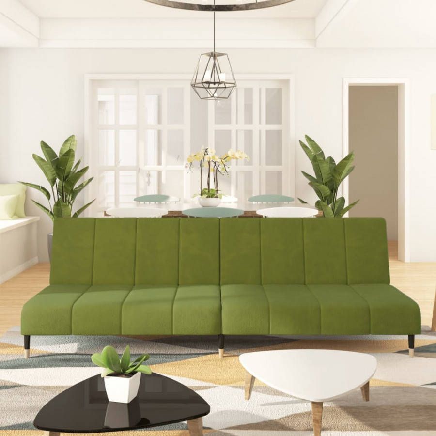 vidaXL Slaapbank 2 zits fluweel lichtgroen