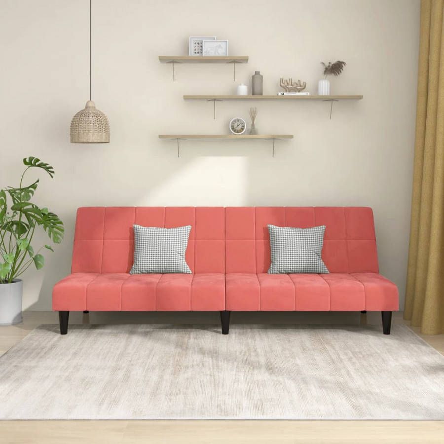 VIDAXL Slaapbank 2 zits fluweel roze