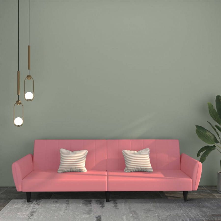 VIDAXL Slaapbank 2 zits fluweel roze