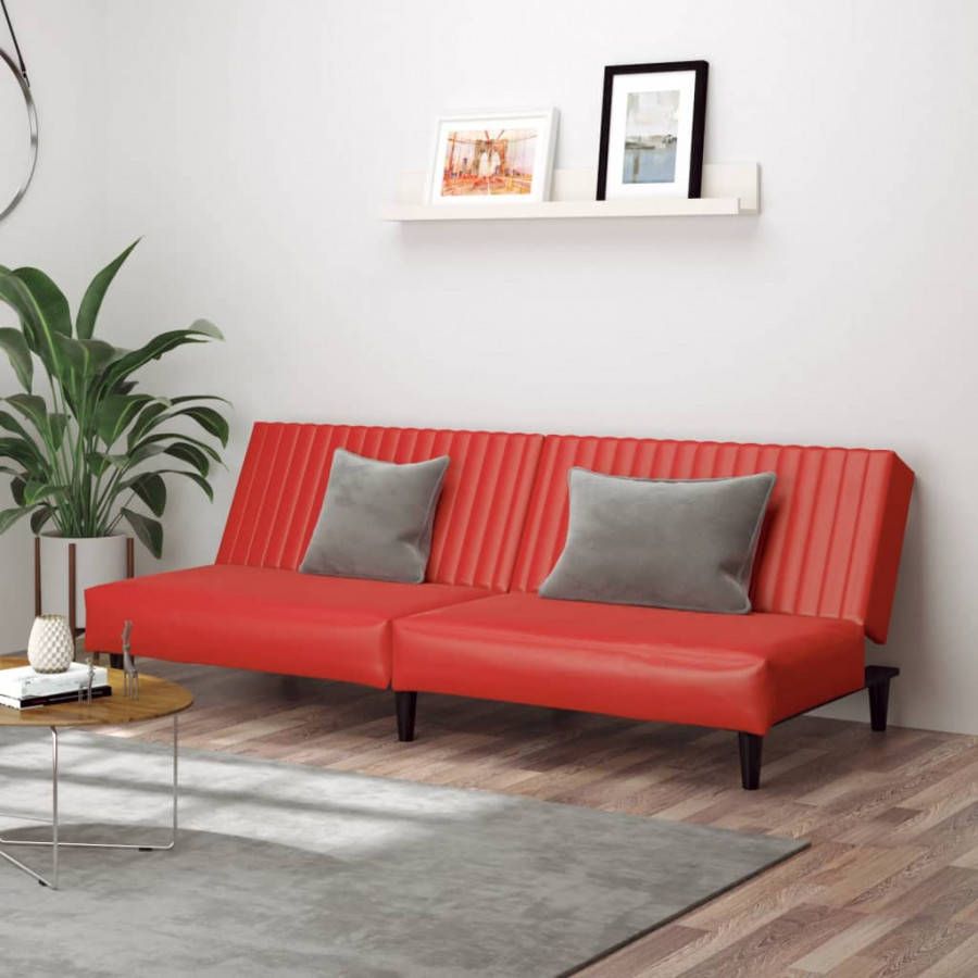 VIDAXL Slaapbank 2 zits kunstleer rood