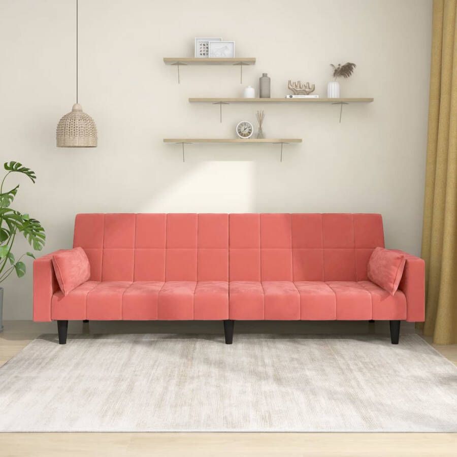 VIDAXL Slaapbank 2 zits met 2 kussens fluweel roze