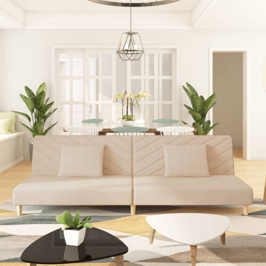 VIDAXL Slaapbank 2 zits met 2 kussens stof crè, mekleurig