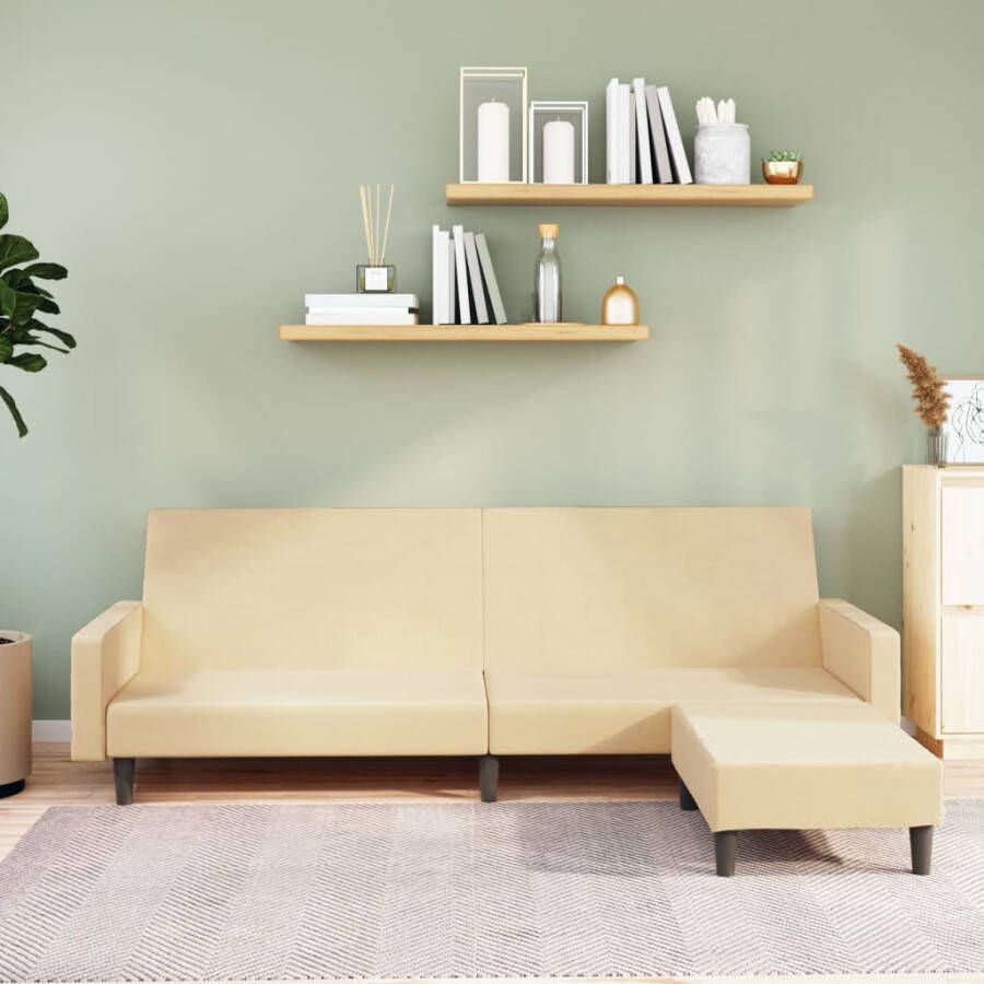 VIDAXL Slaapbank 2 zits met voetenbank fluweel crè, mekleurig