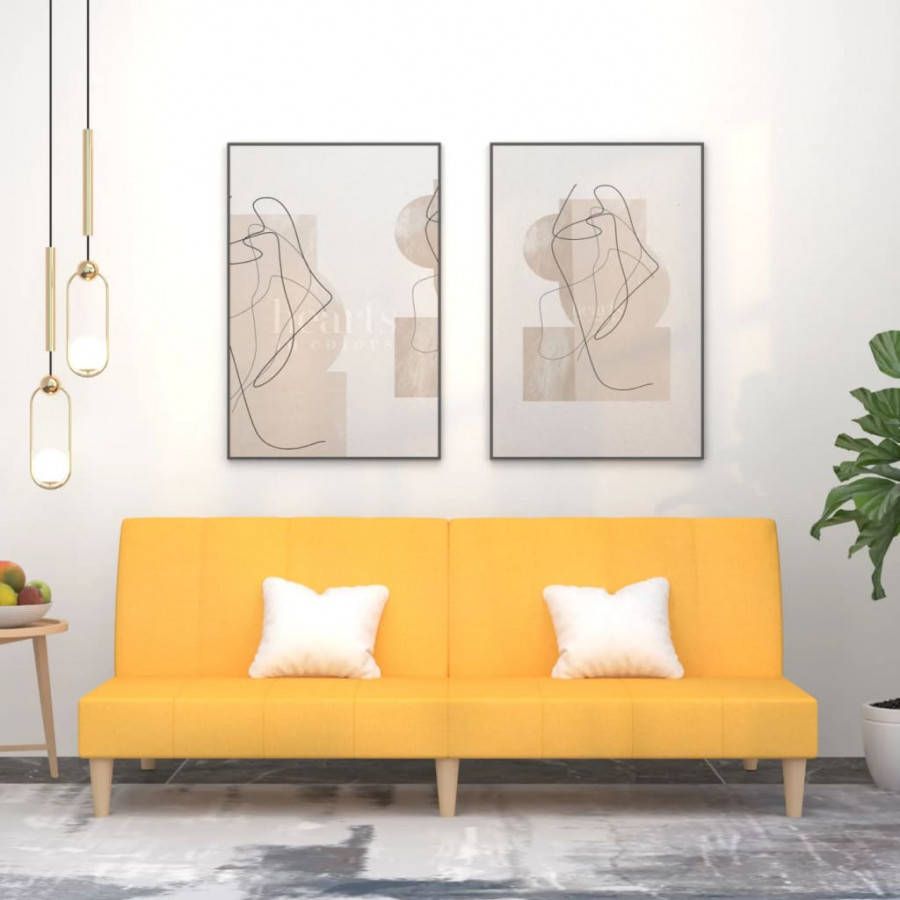 vidaXL Slaapbank 2 zits stof geel