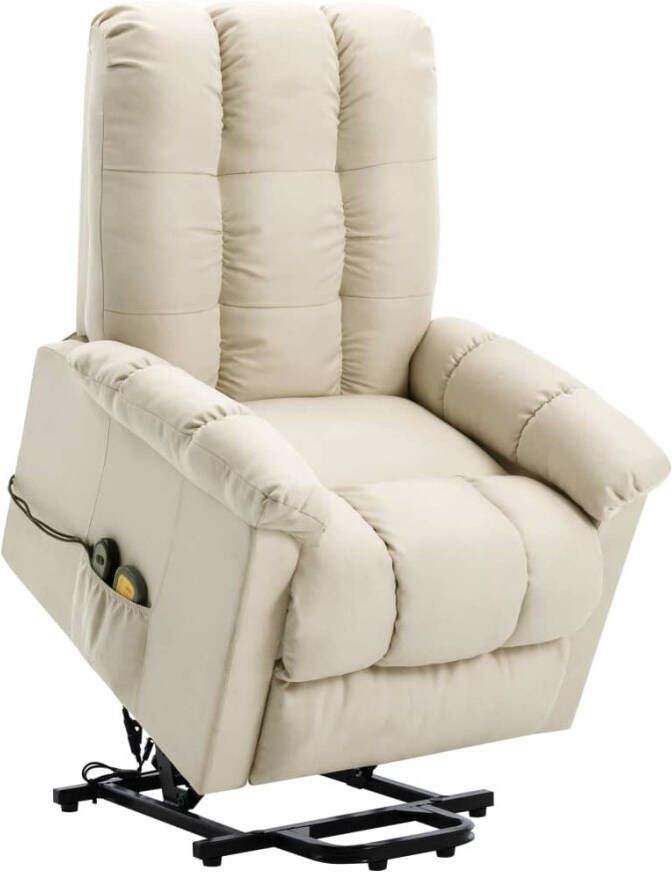 VIDAXL Sta op massagestoel verstelbaar stof crè, mekleurig