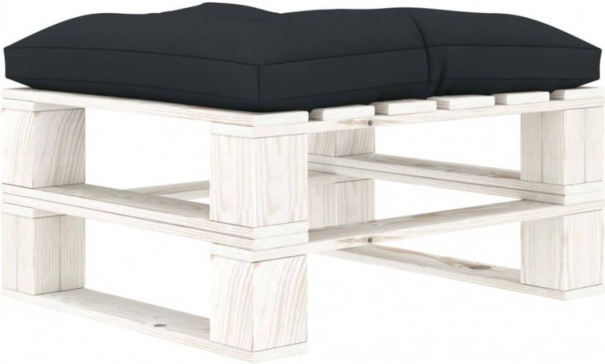 VIDAXL Tuinpoef met antracietkleurig kussen pallet hout