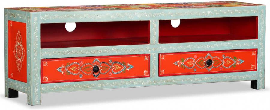 VIDAXL Tv meubel handgeschilderd massief mangohout