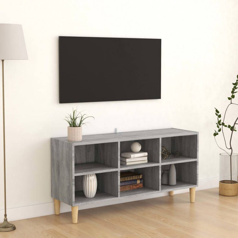 vidaXL Tv meubel met houten poten 103, 5x30x50 cm grijs sonoma eiken