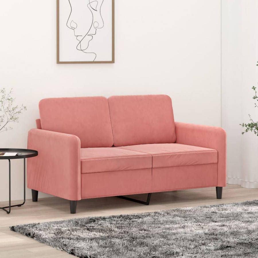 VIDAXL Tweezitsbank 120 cm fluweel roze