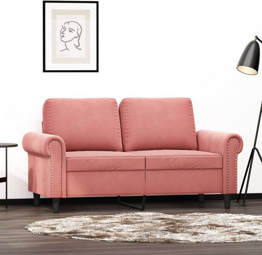 VIDAXL Tweezitsbank 120 cm fluweel roze