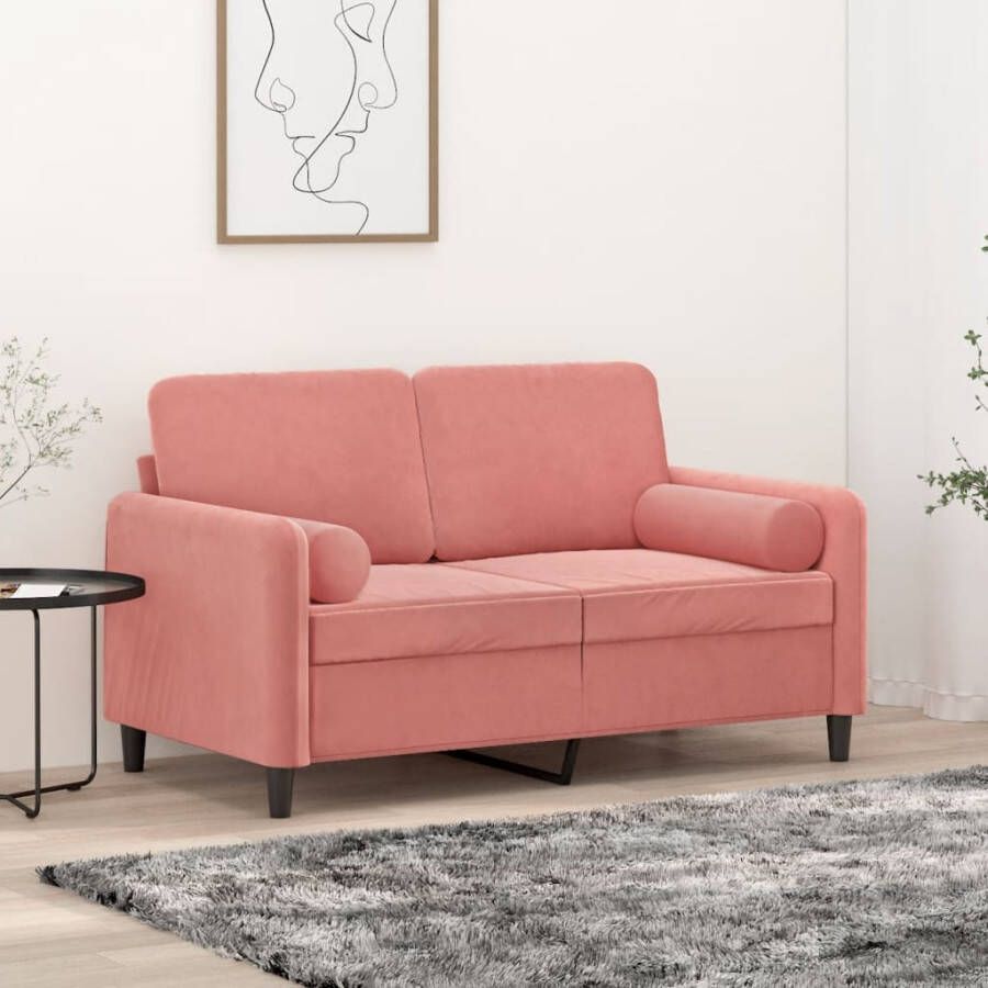 VIDAXL Tweezitsbank met kussens 120 cm fluweel roze