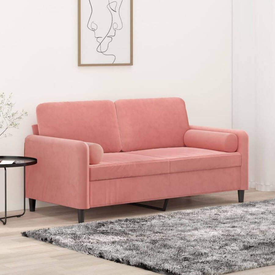 VIDAXL Tweezitsbank met kussens 140 cm fluweel roze