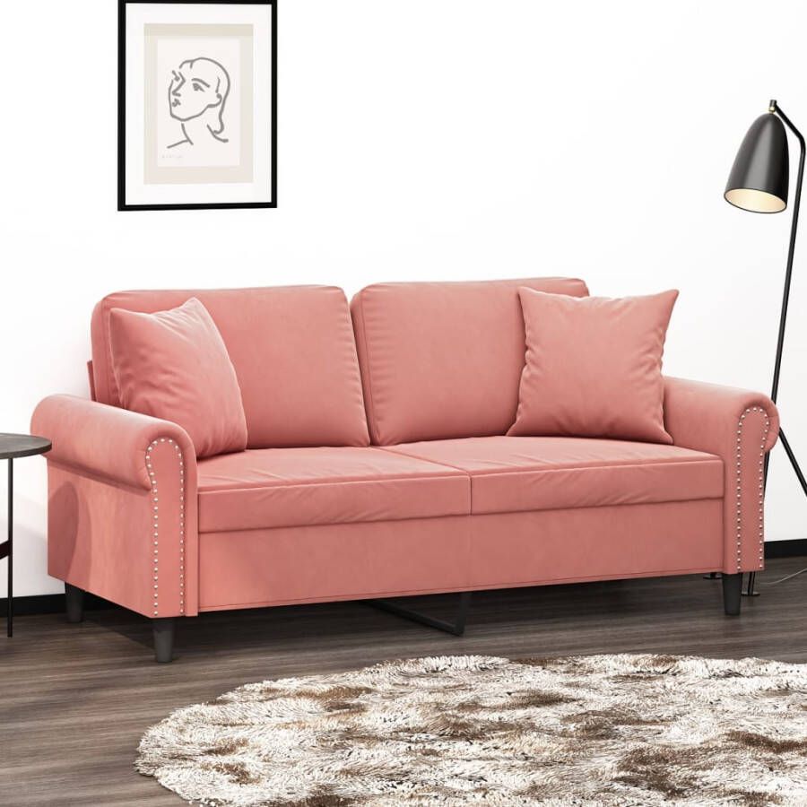VIDAXL Tweezitsbank met kussens 140 cm fluweel roze