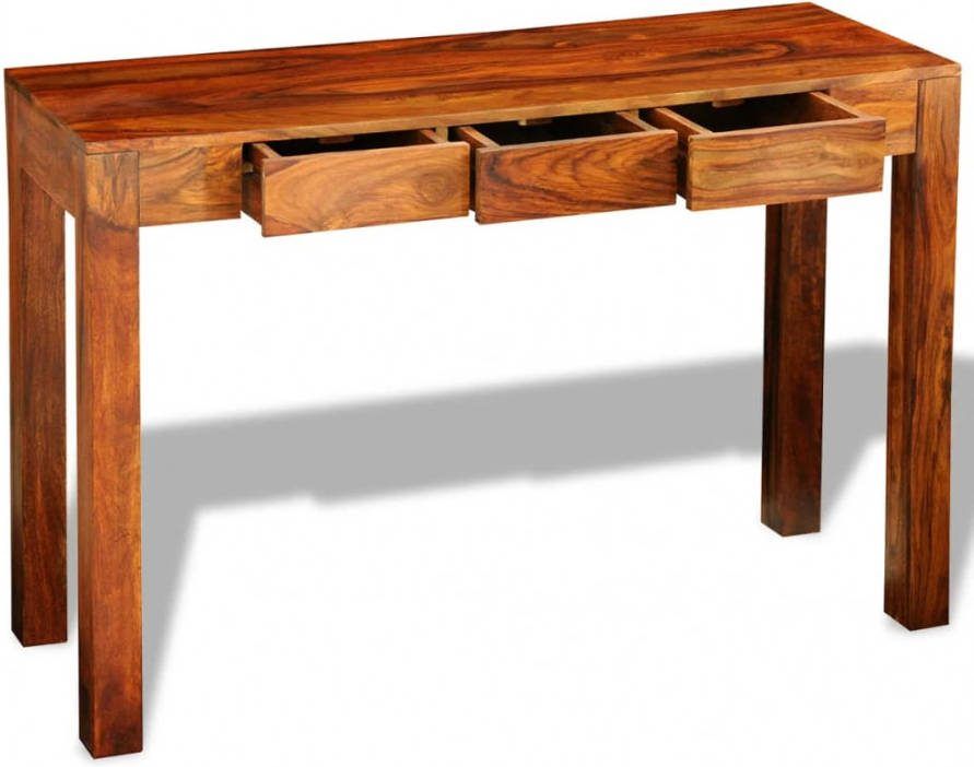 vidaXL Wandtafel met 3 lades 80 cm massief sheesham hout