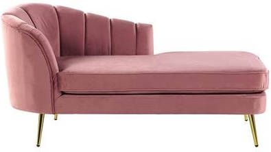 Beliani Allier Chaise Longue roze fluweel
