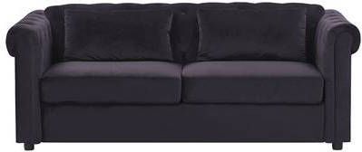 Beliani Chesterfield Slaapbank zwart fluweel