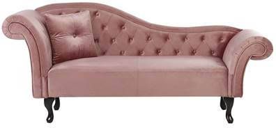 Beliani Lattes Chaise Longue roze fluweel