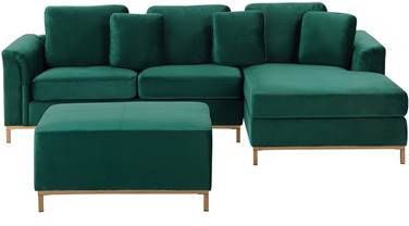 Beliani OSLO Hoekbank(linkszijdig)met ottomaan groen