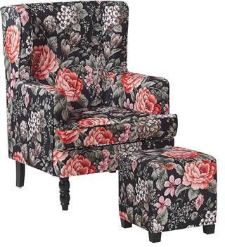 Beliani Sandset Fauteuil Met Hocker zwart polyester