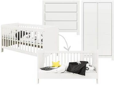 Bopita 3 delige meegroeikamer Thijn met groeven Wit Thijn grooves