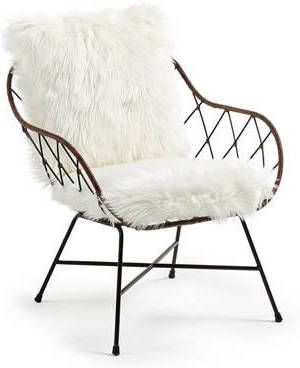 LaForma Stoel Claque Metaal Rotan Nep Bont Wit La Forma