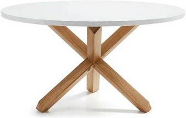 Kave Home Ronde Eettafel 'Lotus' 135cm, kleur Wit/Eiken