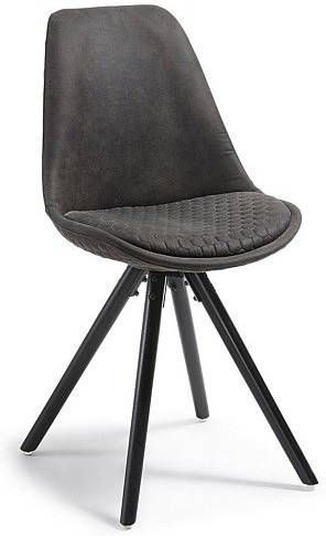 Kave Home Ralf stoel in kunstleer en massief zwart beuken poten