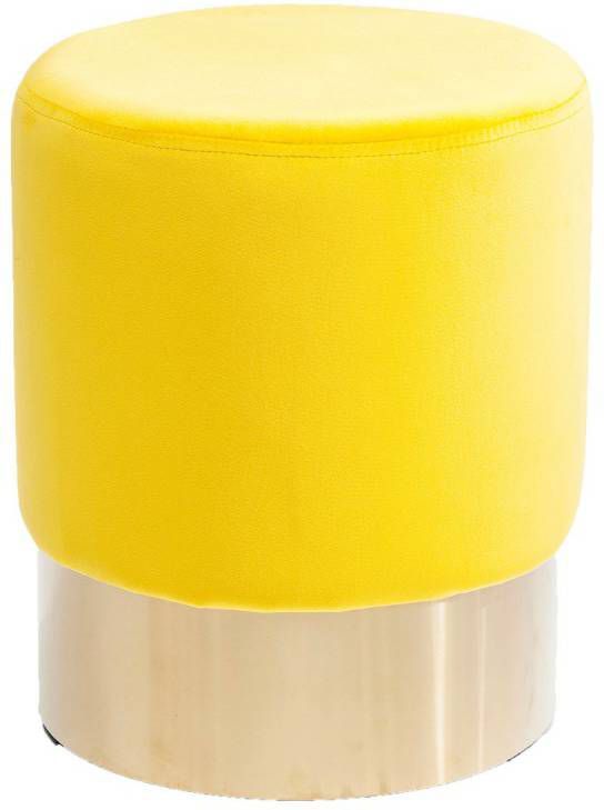 Kare Design Poef Cherry B35 X H42 Cm Geel Fluweel Messing