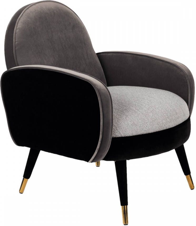 Zuiver Fauteuil Sam zwart/grijs/goud
