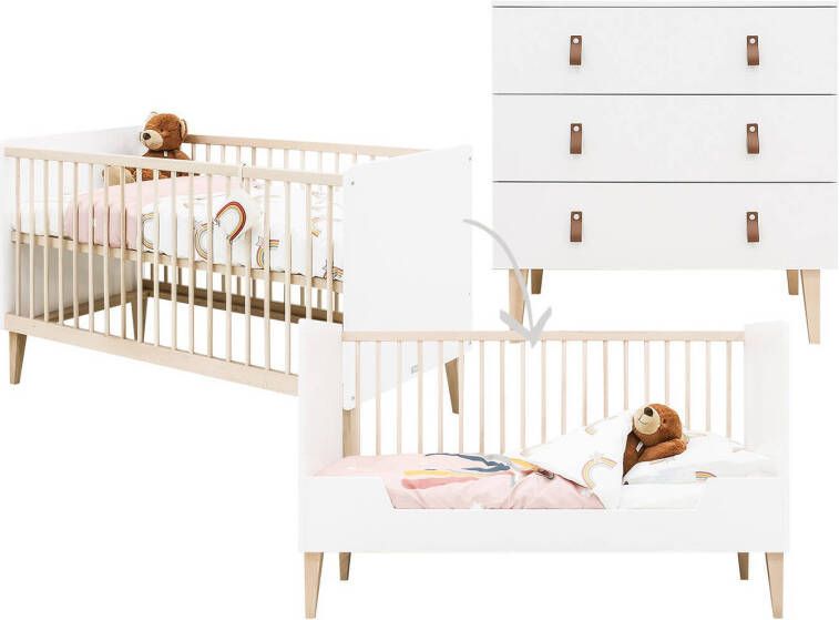 Bopita Indy 2 delige meegroeikamer Wit/Naturel