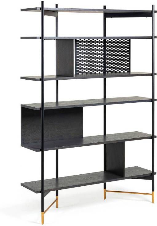 Kave Home Milian in essenfineer en staal met zwarte afwerking 120 x