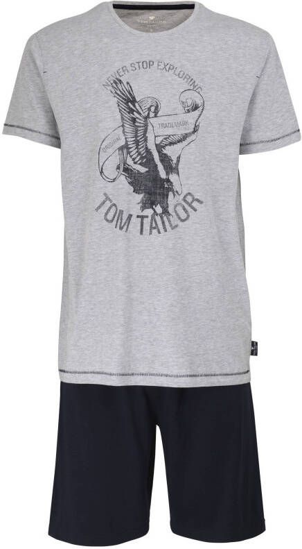 Tom Tailor shortama met printopdruk grijs/zwart