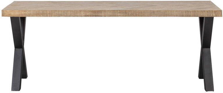 WOOOD Eettafel 'Tablo' Mangohout Visgraat, met X poot, 180 x 90cm