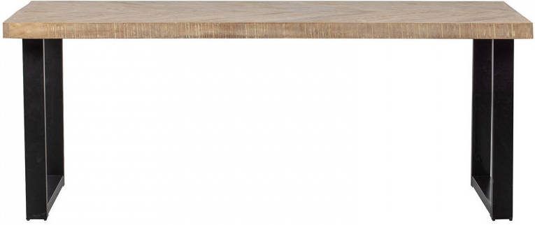 WOOOD Eettafel 'Tablo' Mangohout Visgraat, met U poot, 180 x 90cm