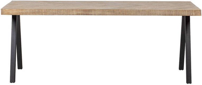 WOOOD Eettafel 'Tablo' Mangohout Visgraat, met 2 standen poot, 180 x 90cm