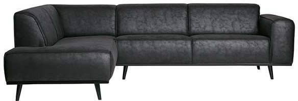 Hoekbank Statement linksvoorstaand  suedine leer zwart