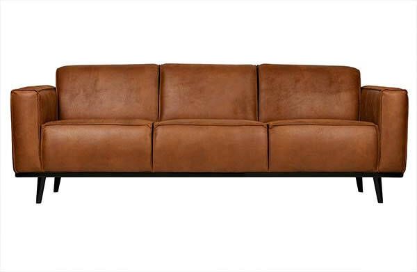 BePureHome Bank 'Statement' 3 zits, Eco Leder, kleur Cognac