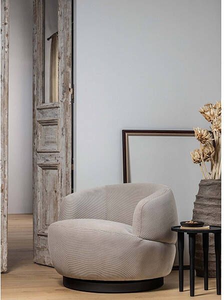 BePureHome Woolly Draaifauteuil Ribstof Natural 71x84x88