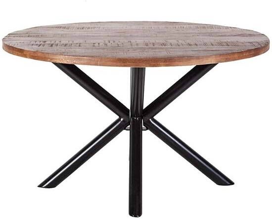Livin24 Eettafel Rond Lily Met Kruispoot Mangohout Ø130cm