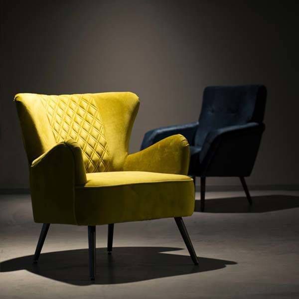 Eleonora Fauteuil Daisy Fluweel geel 84 x 71 x 82