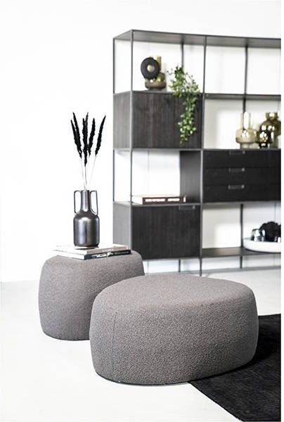 Eleonora Poef 'Liby' Groot Bouclé, kleur Antraciet Copenhagen