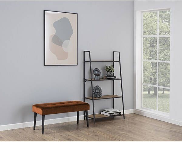 Leen Bakker Bankje Gaby stof Vic koper 45x95x38 cm