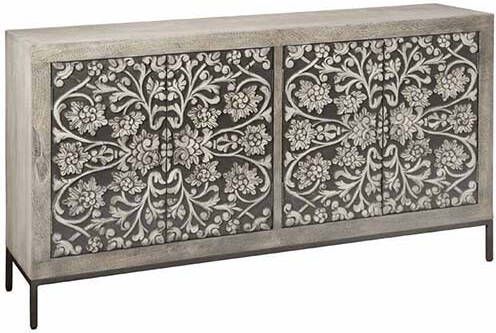 Towerliving Dressoir Borgia 4 deurs mangohout white wash 165 cm