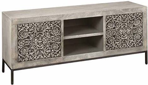 Towerliving Tv meubel Borgia 2 deurs 2 open vakken mangohout white wash