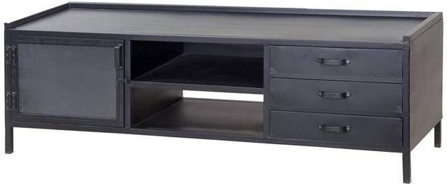 Eleonora Tv meubel Industrieel zwart 1 deurs 3 laden
